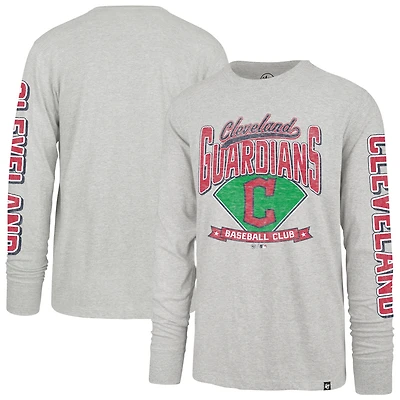 Men's '47 Gray Cleveland Guardians Fair Ball Franklin Long Sleeve T-Shirt
