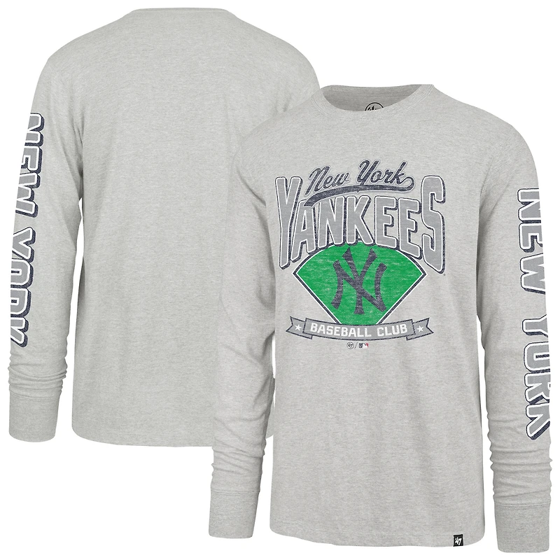 Men's '47 Gray New York Yankees Fair Ball Franklin Long Sleeve T-Shirt