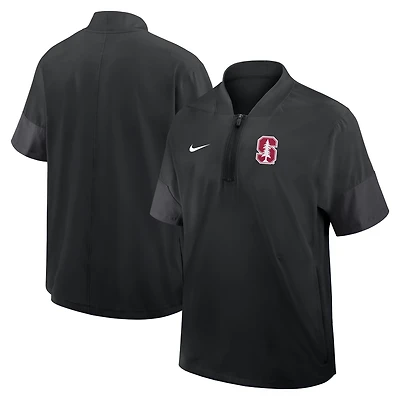 Men's Nike Black Stanford Cardinal 2025 Sideline Short Sleeve Quarter-Zip Dri-FIT Coach Jacket