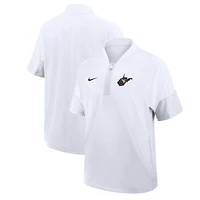 Men's Nike White West Virginia Mountaineers 2025 Sideline Coaches Lightweight Short Sleeve Jacket