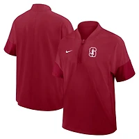 Men's Nike Cardinal Stanford Cardinal 2025 Sideline Short Sleeve Quarter-Zip Dri-FIT Coaches Jacket