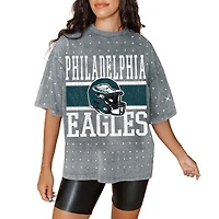 Women's Gameday Couture Gray Philadelphia Eagles Oversized Mini Rhinestone Classic T-Shirt