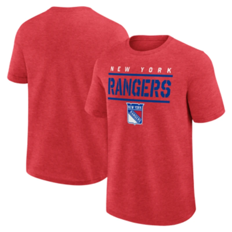Men's Logo Athletic Heather Red New York Rangers Top Notch T-Shirt