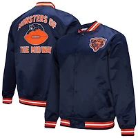 Men's Mitchell & Ness Navy Chicago Bears Double Down Satin Full-Snap Jacket