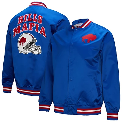 Men's Mitchell & Ness Royal Buffalo Bills Double Down Satin Full-Snap Jacket