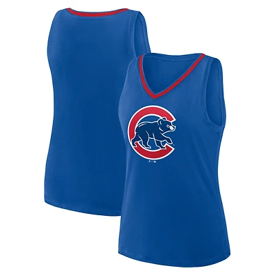Women's Logo Athletic Royal Chicago Cubs Stellar Win V-Neck Tank Top