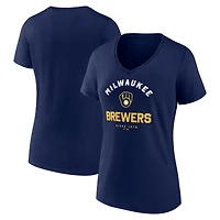 Women's Logo Athletic Navy Milwaukee Brewers Unrivaled V-Neck T-Shirt