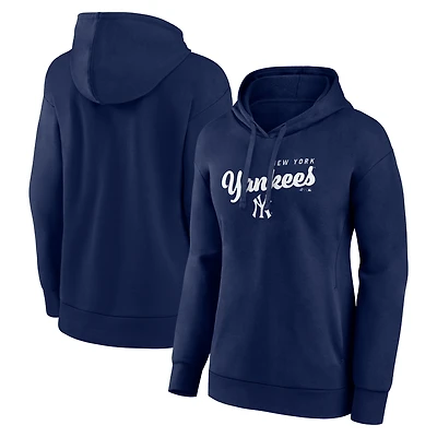 Women's Logo Athletic Navy New York Yankees Triumphant V-Neck Pullover Hoodie