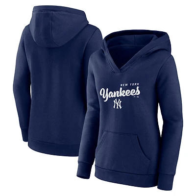 Women's Logo Athletic Navy New York Yankees Triumphant V-Neck Pullover Hoodie