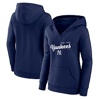 Women's Logo Athletic Navy New York Yankees Triumphant V-Neck Pullover Hoodie