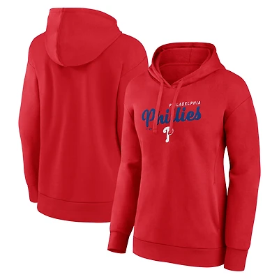Women's Logo Athletic Red Philadelphia Phillies Triumphant V-Neck Pullover Hoodie