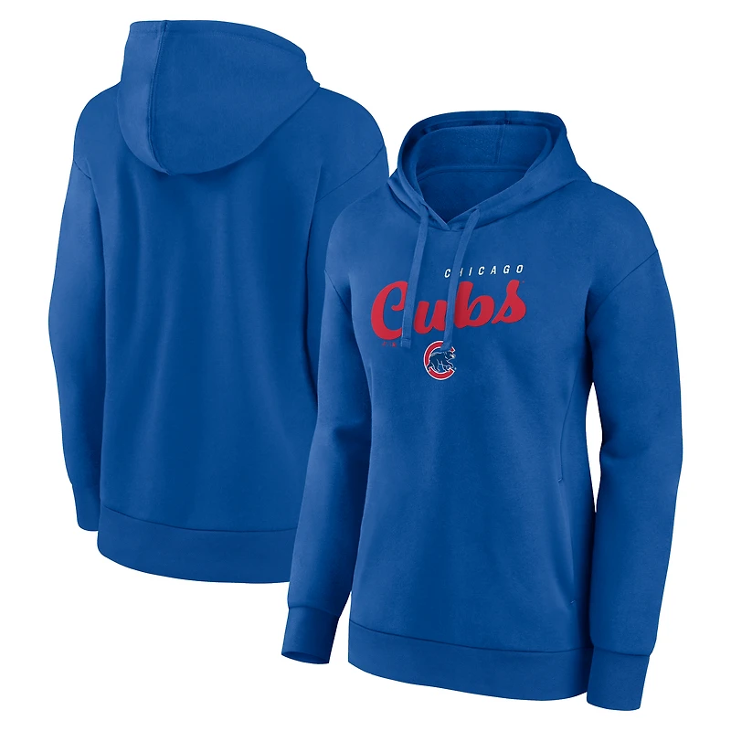 Women's Logo Athletic Royal Chicago Cubs Logo Triumphant V-Neck Pullover Hoodie