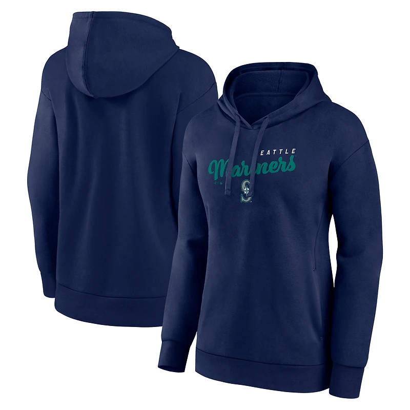 Women's Logo Athletic Navy Seattle Mariners Triumphant V-Neck Pullover Hoodie
