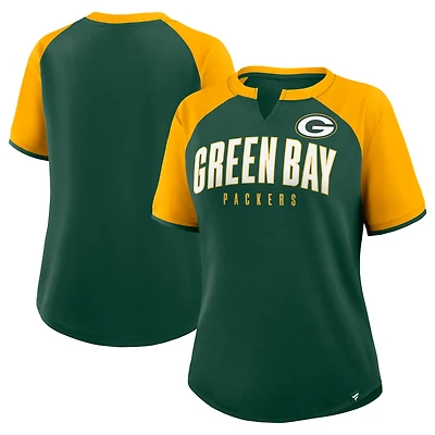 Women's Fanatics Green/Gold Green Bay Packers Height Advantage T-Shirt
