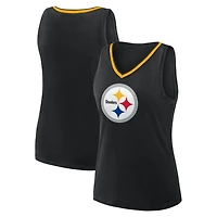 Women's Logo Athletic Black Pittsburgh Steelers Stellar Win V-Neck Tank Top