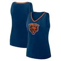 Women's Logo Athletic Navy Chicago Bears Stellar Win V-Neck Tank Top