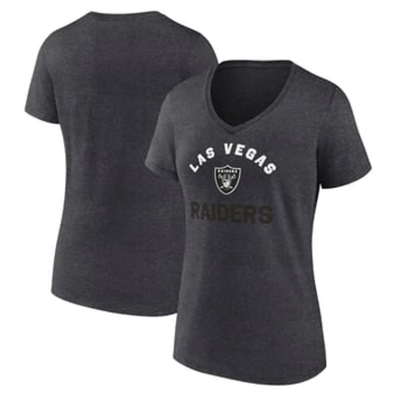 Women's Logo Athletic Heather Charcoal Las Vegas Raiders Unrivaled V-Neck T-Shirt