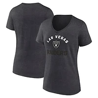 Women's Logo Athletic Heather Charcoal Las Vegas Raiders Unrivaled V-Neck T-Shirt