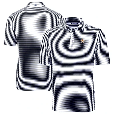 Men's Cutter & Buck Navy Houston Astros Virtue Eco Pique Stripe Recycled Polo