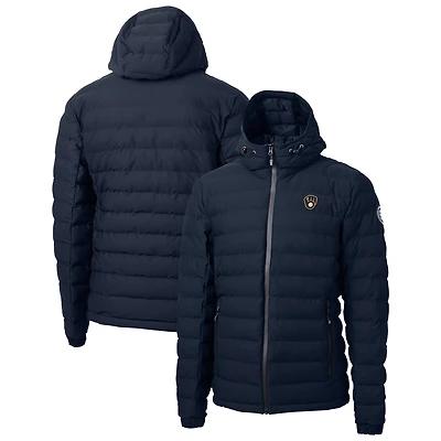 Men's Cutter & Buck Navy Milwaukee Brewers Mission Ridge Repreve® Eco Insulated Full-Zip Hooded Puffer Jacket