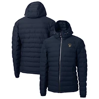Men's Cutter & Buck Navy Milwaukee Brewers Mission Ridge Repreve® Eco Insulated Full-Zip Hooded Puffer Jacket