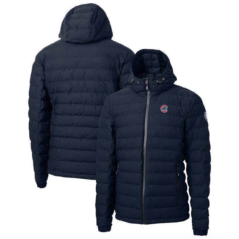 Men's Cutter & Buck Navy Chicago Cubs Mission Ridge Repreve® Eco Insulated Full-Zip Hooded Puffer Jacket