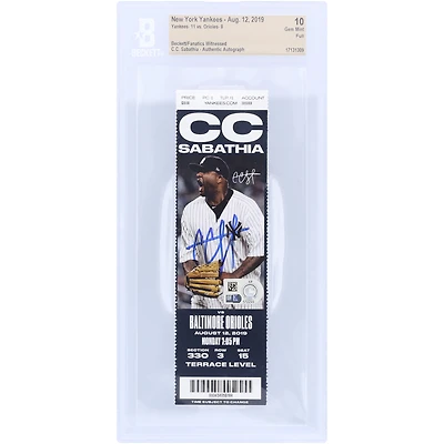 CC Sabathia New York Yankees Autographed Beckett Fanatics Witnessed Authenticated Ticket from August 12