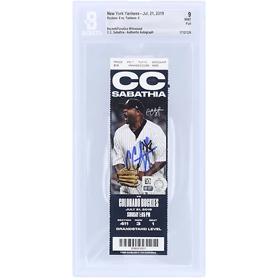 CC Sabathia New York Yankees Autographed Beckett Fanatics Witnessed Authenticated Ticket from July 21