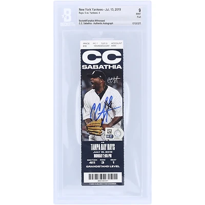 CC Sabathia New York Yankees Autographed Beckett Fanatics Witnessed Authenticated Ticket from July 15