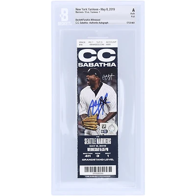 CC Sabathia New York Yankees Autographed Beckett Fanatics Witnessed Authenticated Ticket from May 8, 2019