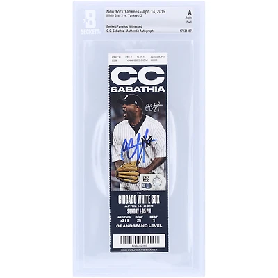 CC Sabathia New York Yankees Autographed Beckett Fanatics Witnessed Authenticated Ticket from April 14, 2019