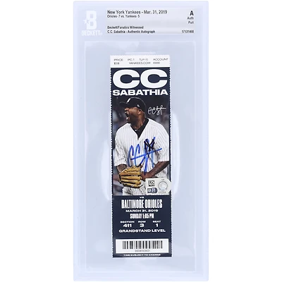 CC Sabathia New York Yankees Autographed Beckett Fanatics Witnessed Authenticated Ticket from March 31, 2019