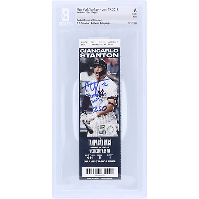 CC Sabathia New York Yankees Autographed Beckett Fanatics Witnessed Authenticated Ticket from June 19, 2019 with "250th Career Win" Inscription - 250th Career Win