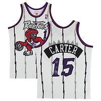 Vince Carter Toronto Raptors Autographed Mitchell & Ness White 1998-99 Authentic Jersey with "HOF 24" Inscription