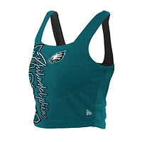 Women's New Era Midnight Green/Black Philadelphia Eagles Reversible Cropped Sport Classics Tank Top