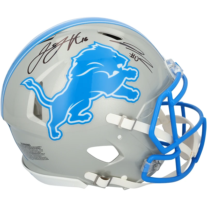 Jared Goff & Jayhmyr Gibbs Detroit Lions Autographed Riddell 2024 Speed Authentic Helmet