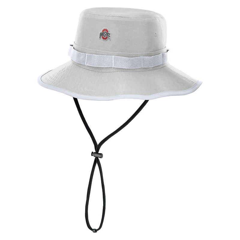 Men's Nike Gray Ohio State Buckeyes 2025 Sideline Apex Boonie Performance Bucket Hat