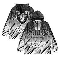 Men's Chalk Line Black/Silver Las Vegas Raiders Sketch Pad Anorak Half-Zip Jacket