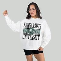 Women's Gameday Couture White Michigan State Spartans Fair Catch Pullover Sweatshirt