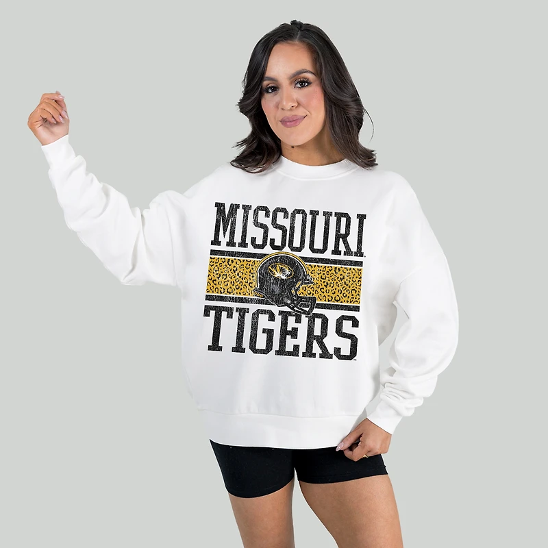 Women's Gameday Couture White Missouri Tigers Fair Catch Pullover Sweatshirt