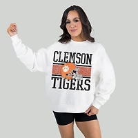 Women's Gameday Couture White Clemson Tigers Fair Catch Pullover Sweatshirt