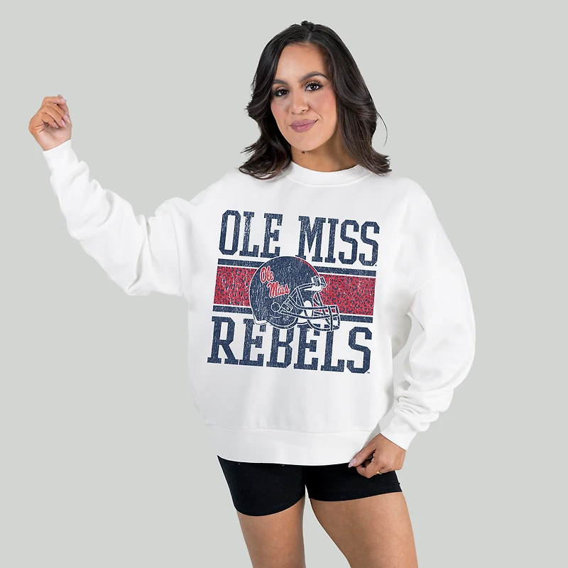 Women's Gameday Couture White Ole Miss Rebels Fair Catch Pullover Sweatshirt