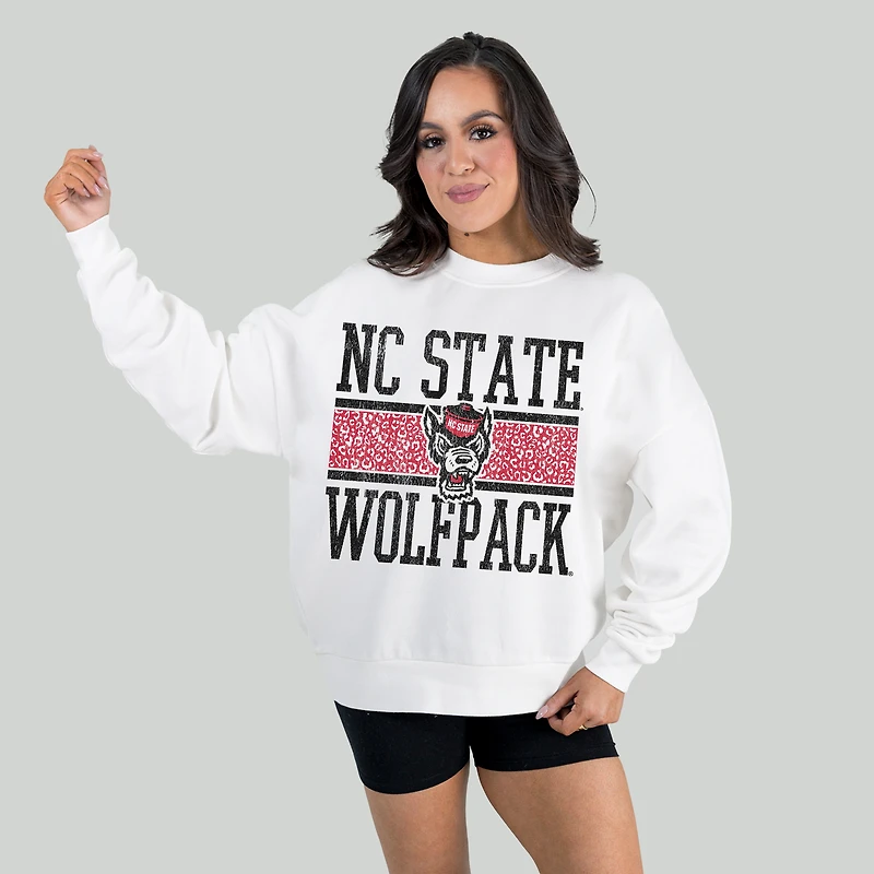 Women's Gameday Couture White NC State Wolfpack Fair Catch Pullover Sweatshirt