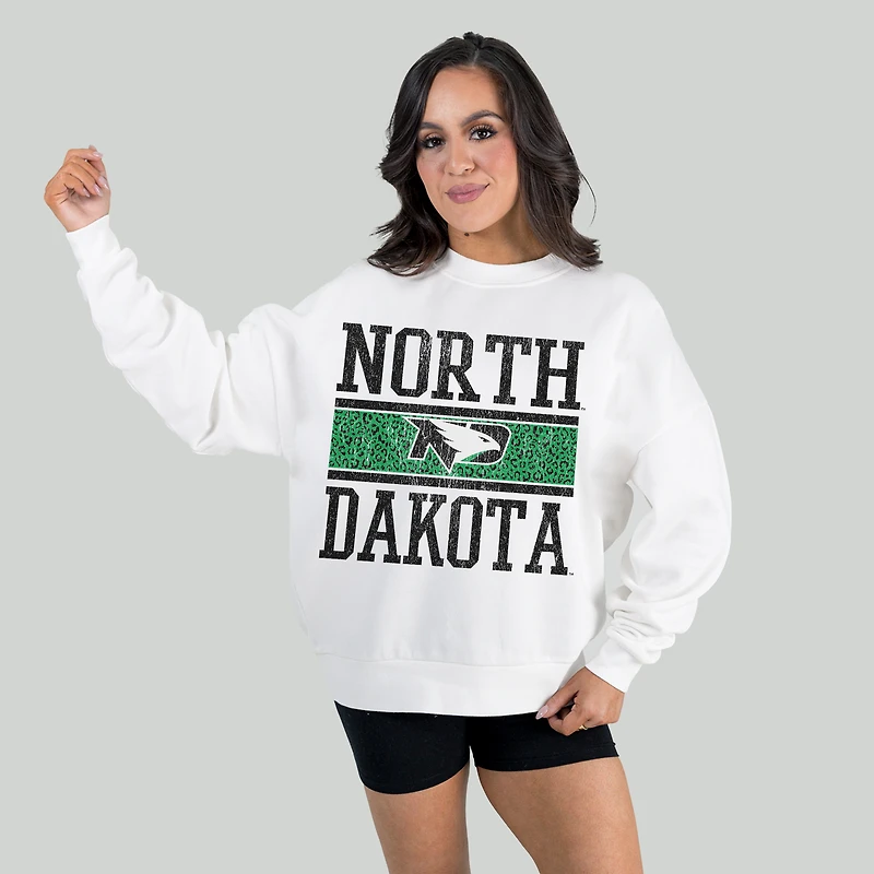 Women's Gameday Couture White North Dakota Fair Catch Pullover Sweatshirt