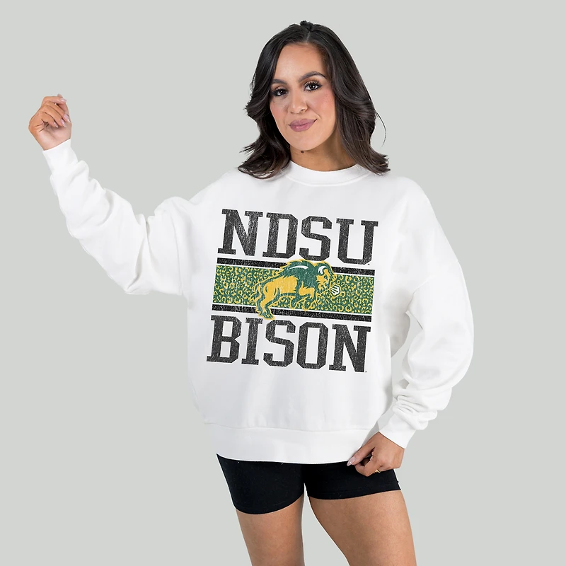 Women's Gameday Couture White NDSU Bison Fair Catch Pullover Sweatshirt
