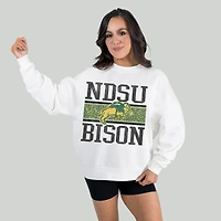 Women's Gameday Couture White NDSU Bison Fair Catch Pullover Sweatshirt