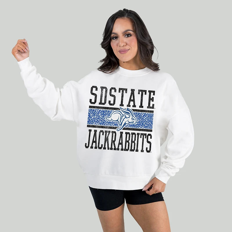 Women's Gameday Couture White South Dakota State Jackrabbits Fair Catch Pullover Sweatshirt