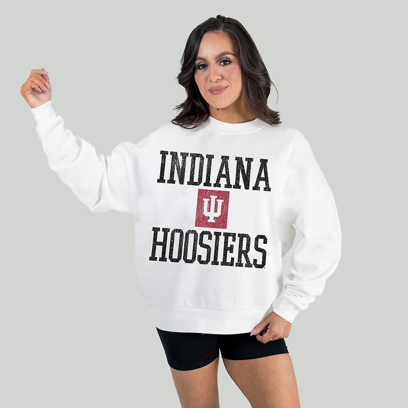 Women's Gameday Couture White Indiana Hoosiers Fair Catch Pullover Sweatshirt