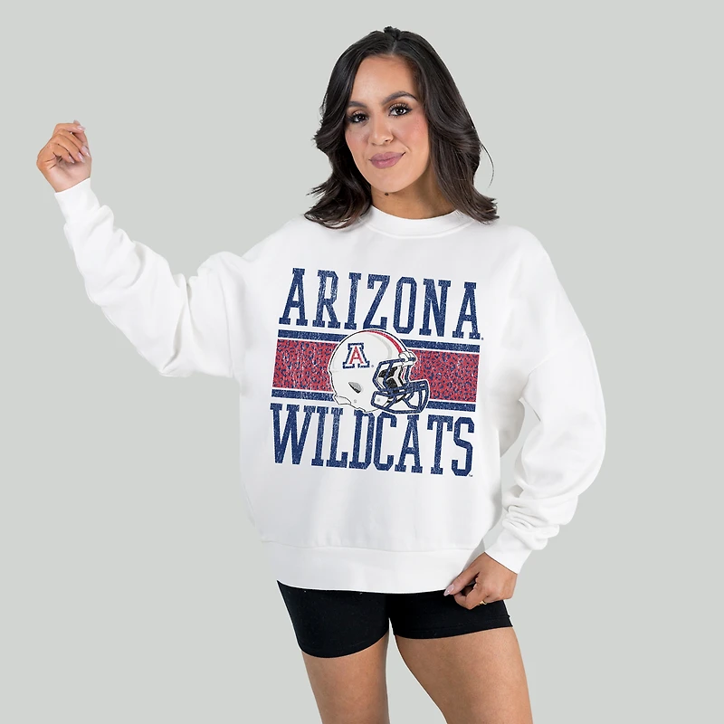 Women's Gameday Couture White Arizona Wildcats Fair Catch Pullover Sweatshirt