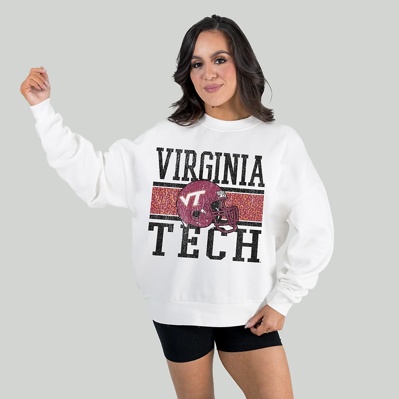 Women's Gameday Couture White Virginia Tech Hokies Fair Catch Pullover Sweatshirt